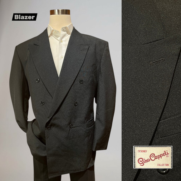 Ermenegildo Zegna Other - Vintage Gino Cappeli 46R Black Double Breasted Blazer Jacket